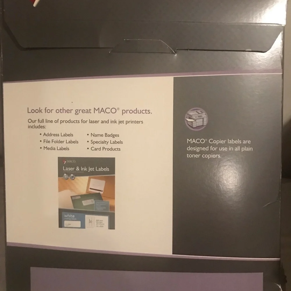 MACO Copier White Shipping Labels, 2